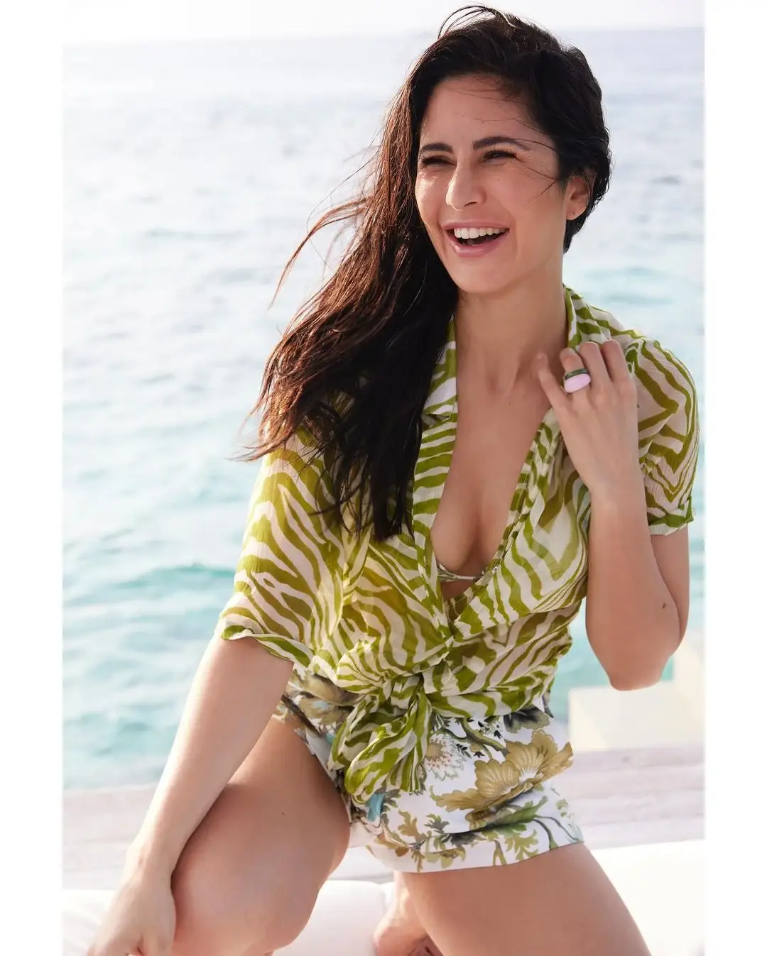 Beautiful Indian Actress Katrina Kaif in Green Dress